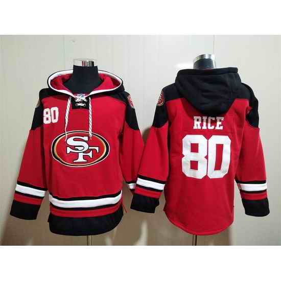 San Francisco 49ers Red Sitched Pullover Hoodie #80 Jerry Rice